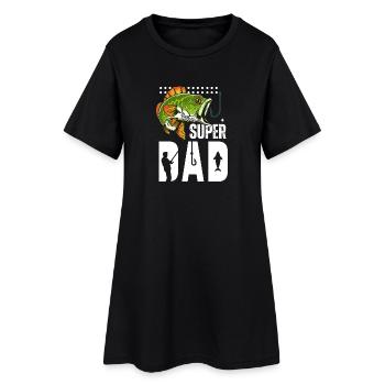 Super Dad Pêche Poisson Géant - Robe T-shirt Femme - noir - Devant