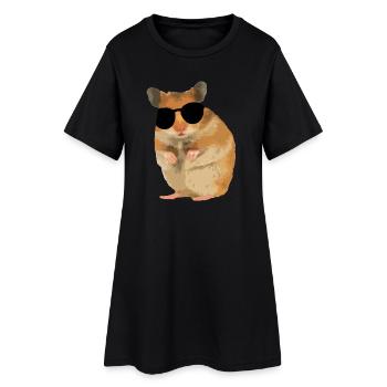 Hamster Menno with sunglasses cool - Women’s T-Shirt Dress - black - Front