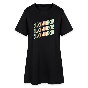 GRATULATION SPRÜCHE - GLÜCKWÜNSCHE DEKO - Frauen T-Shirt-Kleid - Schwarz - Vorne