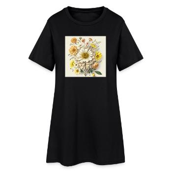 Fleur - Robe T-shirt Femme - noir - Devant