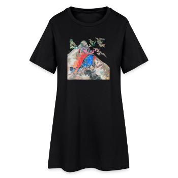 LIEBE DIE NATUR - Frauen T-Shirt-Kleid - Schwarz - Vorne