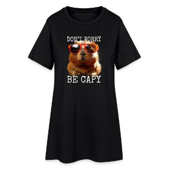 Capybara Dont Worry Be Capy Capybara Rodent - Women’s T-Shirt Dress - black - Front