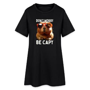 Capybara Dont Worry Be Capy Capybara Rodent - Women’s T-Shirt Dress - black - Front