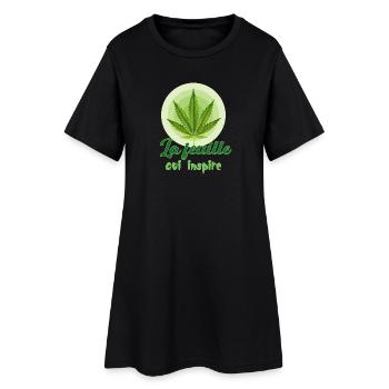 La feuille qui inspire - Feuille de cannabis - Bob - Robe T-shirt Femme - noir - Devant