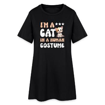 Katze Katzen - Frauen T-Shirt-Kleid - Schwarz - Vorne