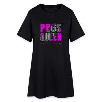 Möpse Königin - Frauen T-Shirt-Kleid - Schwarz - Vorne