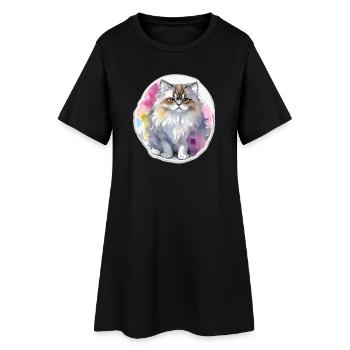 Chat persan - Robe T-shirt Femme - noir - Devant