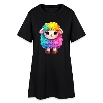 Buntes Schaf Regenbogen LGBTQ Tier Wolle Gender - Frauen T-Shirt-Kleid - Schwarz - Vorne