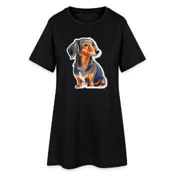 Dackel - Frauen T-Shirt-Kleid - Schwarz - Vorne