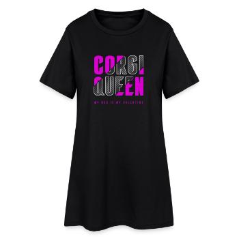 Corgi Königin - Frauen T-Shirt-Kleid - Schwarz - Vorne