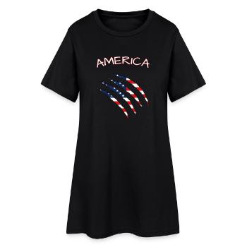 America, Claws, Cuts, Amerika, USA, American Flag  - Frauen T-Shirt-Kleid - Schwarz - Vorne