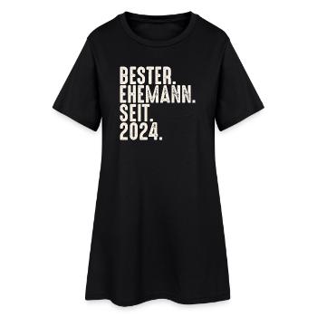 Bester Ehemann seit 2024 Ehe Hochzeit Verheiratet - Frauen T-Shirt-Kleid - Schwarz - Vorne