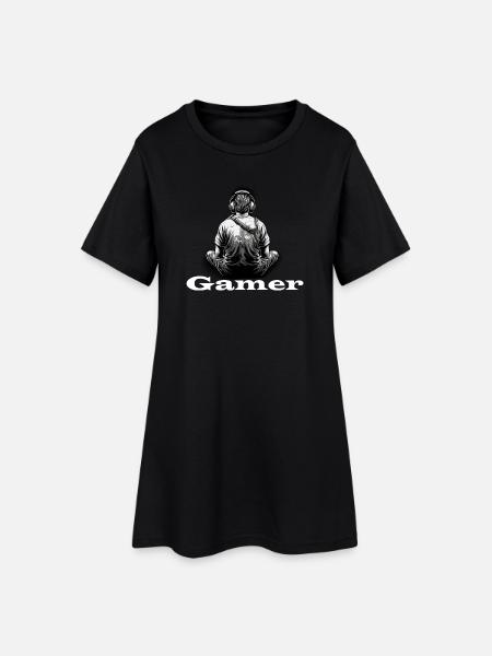 Gamer blanc - Robe T-shirt Femme - noir