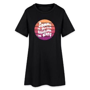 Sonne im Herzen Retro Kreis - Frauen T-Shirt-Kleid - Schwarz - Vorne