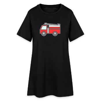 Voiture des pompiers - Robe T-shirt Femme - noir - Devant