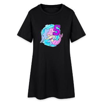 Fille - 5ème Anniversaire Sirène - Fille - Robe T-shirt Femme - noir - Devant