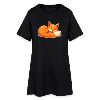 Fuchs schläft - Waldtiere Liebe Schlaf-Shirt Kind - Frauen T-Shirt-Kleid - Schwarz - Vorne