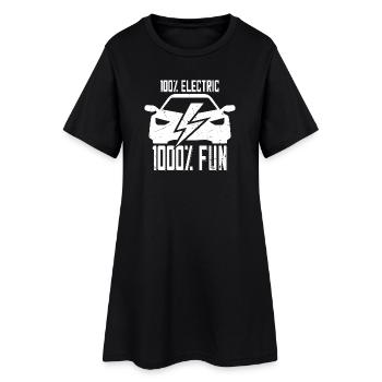 100% Electric 1000% Fun - für Elektro Auto Fans - Frauen T-Shirt-Kleid - Schwarz - Vorne