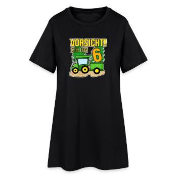 Bauer Landwirt 6 Jahre Junge 6. Geburtstag Sohn - Frauen T-Shirt-Kleid - Schwarz - Vorne