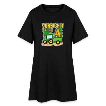 Traktor 4 Jahre Junge 4. Geburtstag Sohn - Frauen T-Shirt-Kleid - Schwarz - Vorne