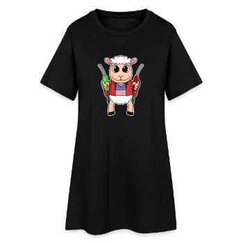 Préposé à la station-service Moutons Station d’essence - Robe T-shirt Femme - noir - Devant