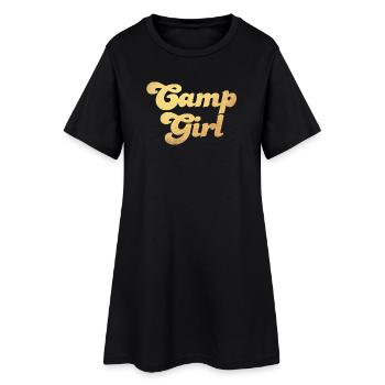 Camp Girl Gold Camping Handwriting Cool Luxury Fan - Robe T-shirt Femme - noir - Devant