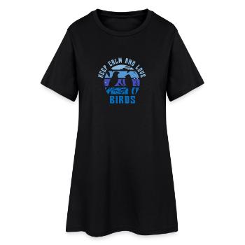 Restez calmes et aimez les oiseaux - Robe T-shirt Femme - noir - Devant