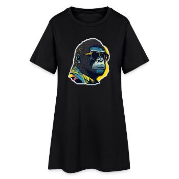 Gorilla mit Sonnebrille - Frauen T-Shirt-Kleid - Schwarz - Vorne