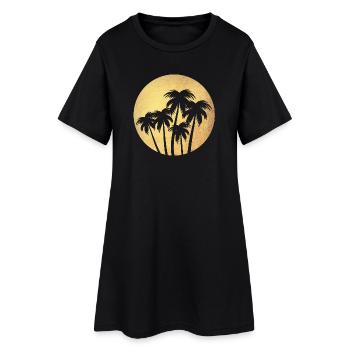 Cercle Or Palmiers Vacances De Luxe Rond Chill Mers du Sud - Robe T-shirt Femme - noir - Devant