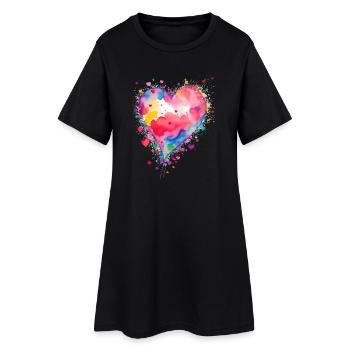 Herz - Frauen T-Shirt-Kleid - Schwarz - Vorne