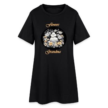 Fleurs de grand-mère colorées - Robe T-shirt Femme - noir - Devant