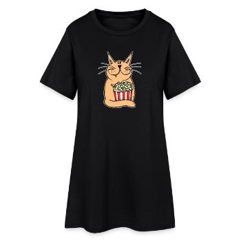 Films Binge Watching Cineast Dvd Cat Soirée cinéma - Robe T-shirt Femme - noir - Devant