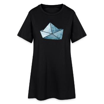 Bateau en papier Ancre Lac Navire de mer Bateau de vacances - Robe T-shirt Femme - noir - Devant