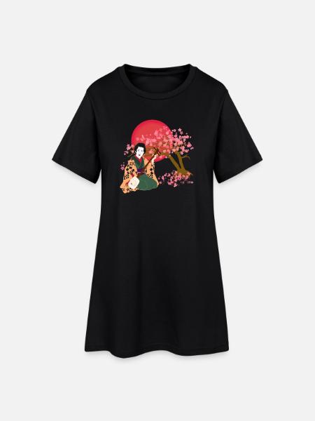 Une femme japonaise joue Shamisen - Robe T-shirt Femme - noir