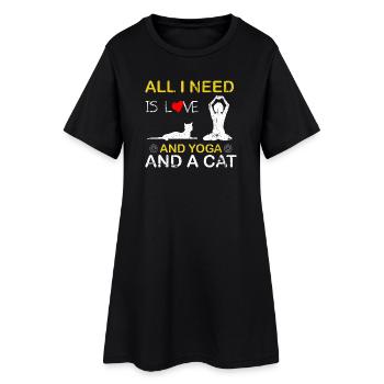 Love Yoga and a Cat - Women’s T-Shirt Dress - black - Front
