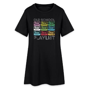 Rainbow Cassette Rasterdruck - Frauen T-Shirt-Kleid - Schwarz - Vorne