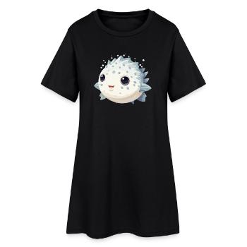 Mignon Kawaii Puffer Fish Fugu - Robe T-shirt Femme - noir - Devant