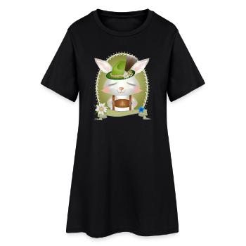 Petit lapin en costume traditionnel avec chapeau et lederhosen - Robe T-shirt Femme - noir - Devant