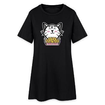 Movies Popcorn Katze Streaming Kino Nacht Filme - Frauen T-Shirt-Kleid - Schwarz - Vorne