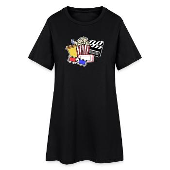 Movie Night Popcorn Theater Streaming Movies Filme - Frauen T-Shirt-Kleid - Schwarz - Vorne