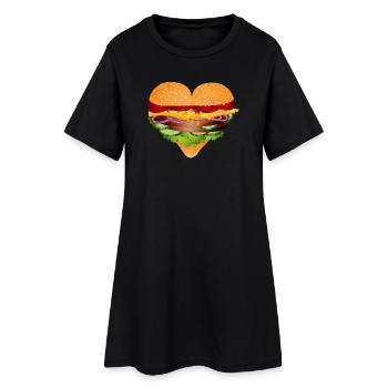 Petit pain à hamburger farci en variation de forme de cœur - Robe T-shirt Femme - noir - Devant