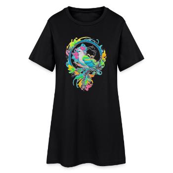 Oiseau - Robe T-shirt Femme - noir - Devant