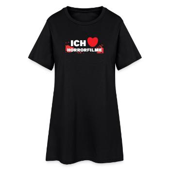 Ich Liebe Movies Herz Kinoabend Statement Cineast - Frauen T-Shirt-Kleid - Schwarz - Vorne