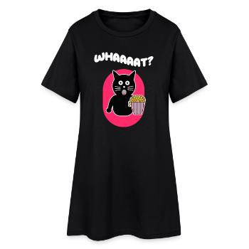 Popcorn Katze Movies Streaming Film Schauen Serien - Frauen T-Shirt-Kleid - Schwarz - Vorne