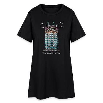 Rotterdam, Weißes Haus am Alten Hafen, Niederlande - Frauen T-Shirt-Kleid - Schwarz - Vorne