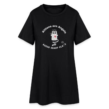 Kittens are Angels with razor sharp claws - Cats - Frauen T-Shirt-Kleid - Schwarz - Vorne