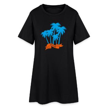 Urlaub Palmen Banderole Vektor Ferien Camping Fun - Frauen T-Shirt-Kleid - Schwarz - Vorne