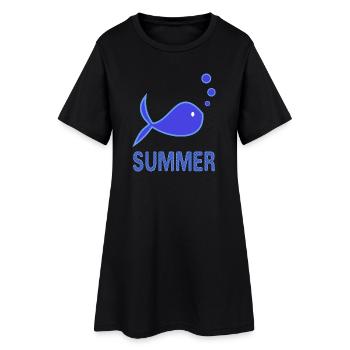 POISSON. PLAGE. MER. SURF. OCEAN. HUMOUR. VACANCES - Robe T-shirt Femme - noir - Devant