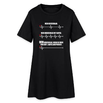 Kaffee Herzschlag Nicht Ansprechen Montag Büro - Frauen T-Shirt-Kleid - Schwarz - Vorne