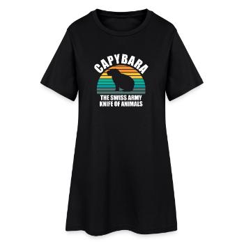 Motif animalier du zoo de Capybara - Robe T-shirt Femme - noir - Devant